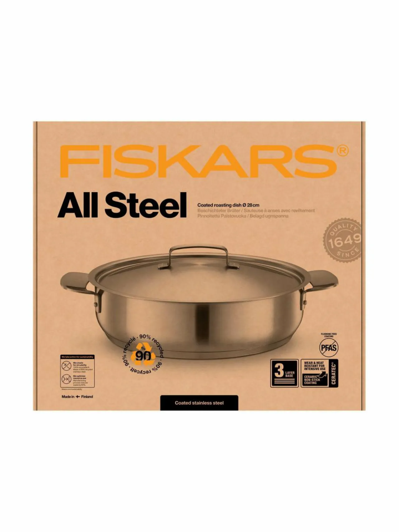 Keitto- & Paistoastiat|Fiskars All Steel -paistovuoka 28 cm GREY