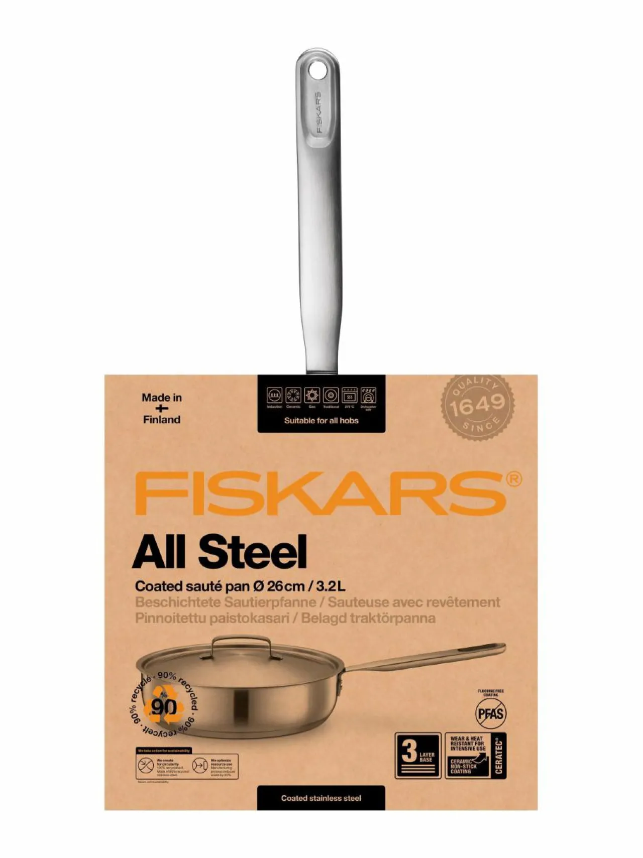 Keitto- & Paistoastiat|Fiskars All Steel-paistokasari, 3,2 l GREY