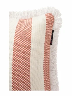 Sisustustyynyt|Lexington Block Striped Fringe -tyynynpäällinen 50 x 50 cm WHITE/CORAL