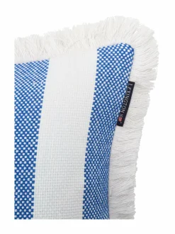 Sisustustyynyt|Lexington Block Striped Fringe -tyynynpäällinen 50 x 50 cm WHITE/SEA BLUE