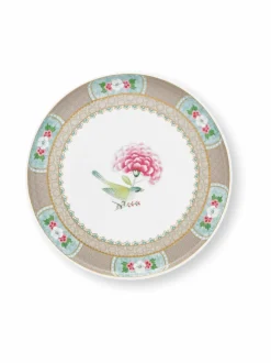 Tarjoiluastiat|PIP Studio Blushing Birds -kakkuvati 21 cm KHAKI