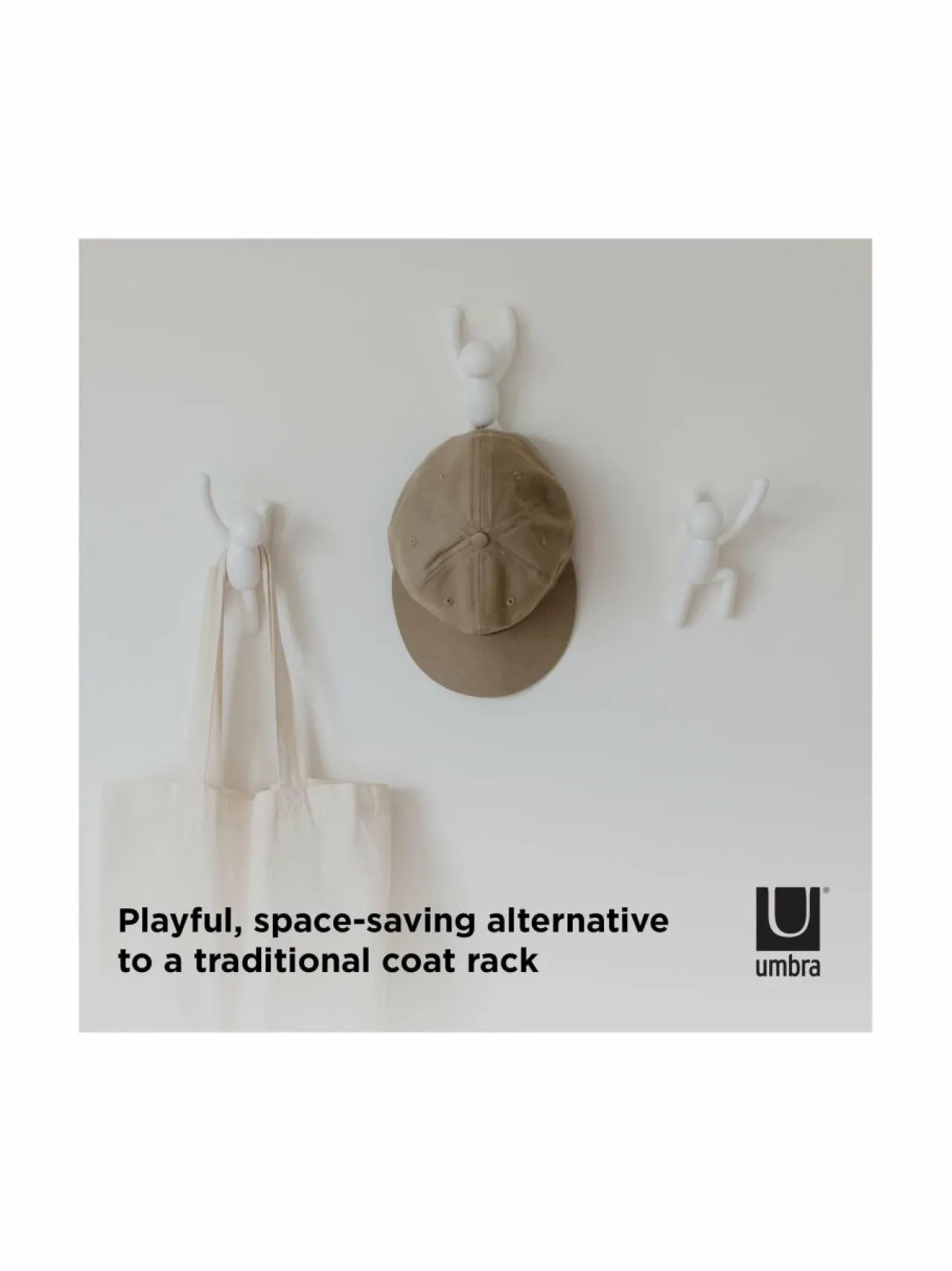 Naulakot & Koukut|Umbra Buddy-koukku, 3 kpl VALKOINEN