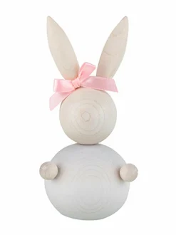 Koriste-Esineet|Aarikka Bunny with bow -koriste LIGHT PINK