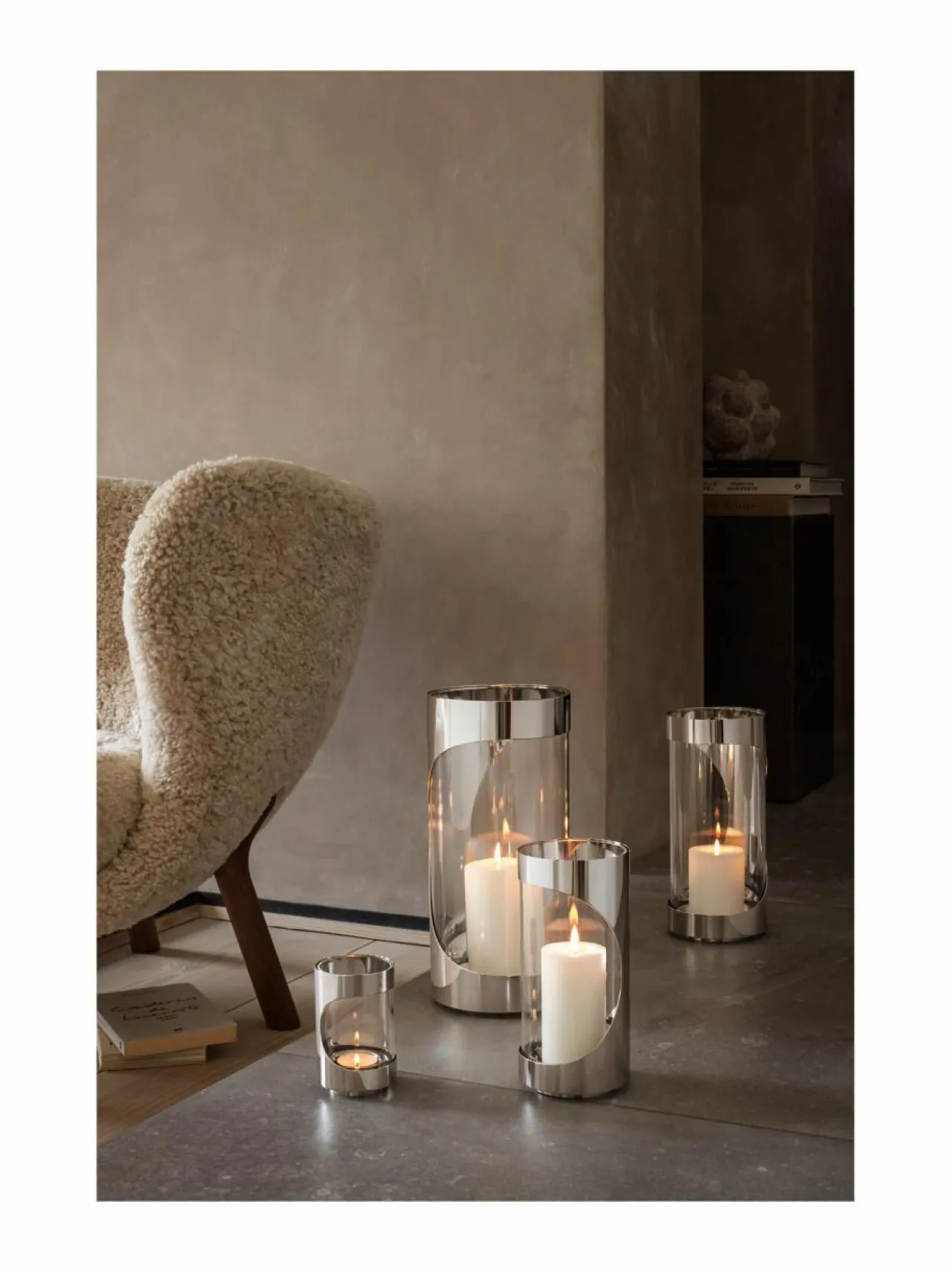 Kynttilät & Lyhdyt|Georg Jensen Chrome Contours -kynttilälyhty 34 cm STAINLESS STEEL