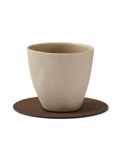 Keittiö- & Kattaustekstiilit|Lind DNA Circle Nupo -lasinalunen nahasta DARK BROWN