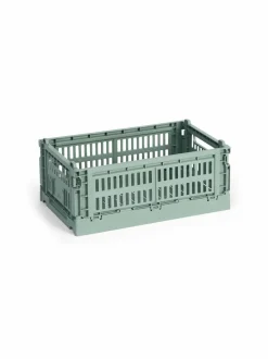 Säilytys|HAY Colour Crate Small -säilytyslaatikko 17 x 26,5 x 10,5 cm SAGE GREEN