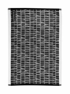 Keittiö- & Kattaustekstiilit|Finlayson Coronna-keittiöpyyhe 50 x 70 cm, 2 kpl MUSTA/VALKOINEN
