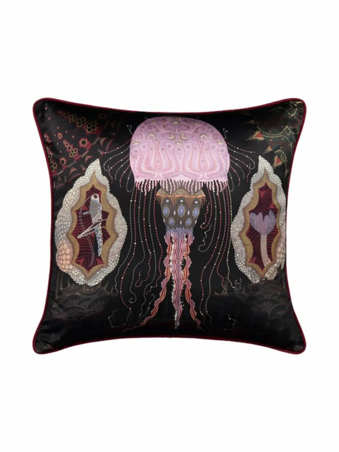 Sisustustyynyt|Klaus Haapaniemi & Co Cosmic Jellyfish Silk Cushion Cover -silkkityynynpäällinen BLACK