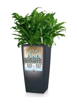 Ruukut & Istutusastiat|Lechuza CUBICO Color 22 matta Tummaharmaa Altakasteluruukku ∅22x22cm korkeus 41cm TUMMAHARMAA MATTAPINTA