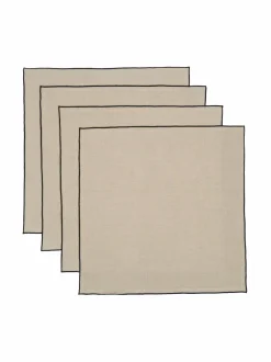 Keittiö- & Kattaustekstiilit|Casa Stockmann Dala-lautasliina 45 x 45 cm, 4 kpl LT. NATURAL LINEN/BLACK