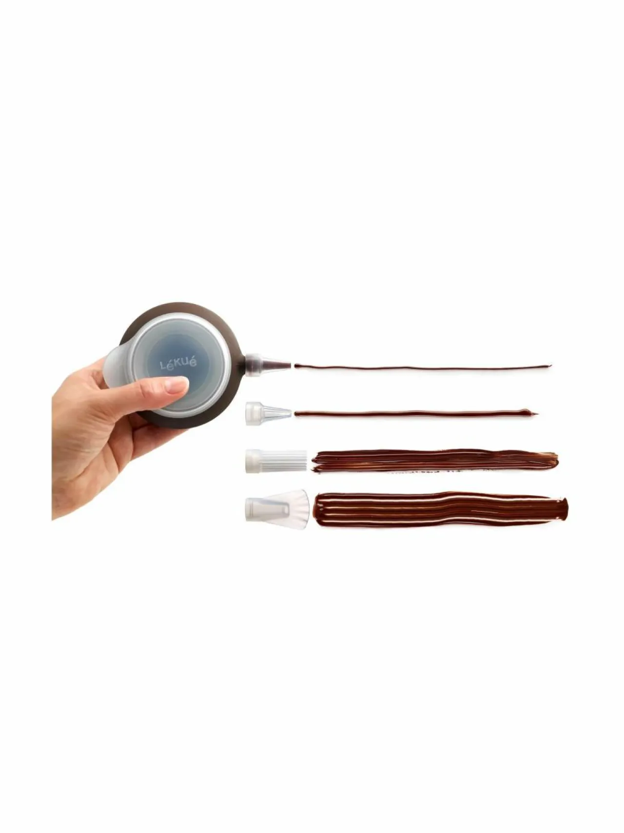 Leivonta|Lékué Decopen set with 4 Nozzles -setti BROWN
