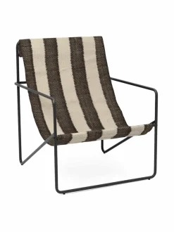 Puutarhakalusteet & Pehmusteet|Ferm Living Desert Lounge -tuoli BLACK/OFF-WHITE/CHOCOLATE