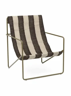 Puutarhakalusteet & Pehmusteet|Ferm Living Desert Lounge -tuoli OLIVE/OFF-WHITE/CHOCOLATE