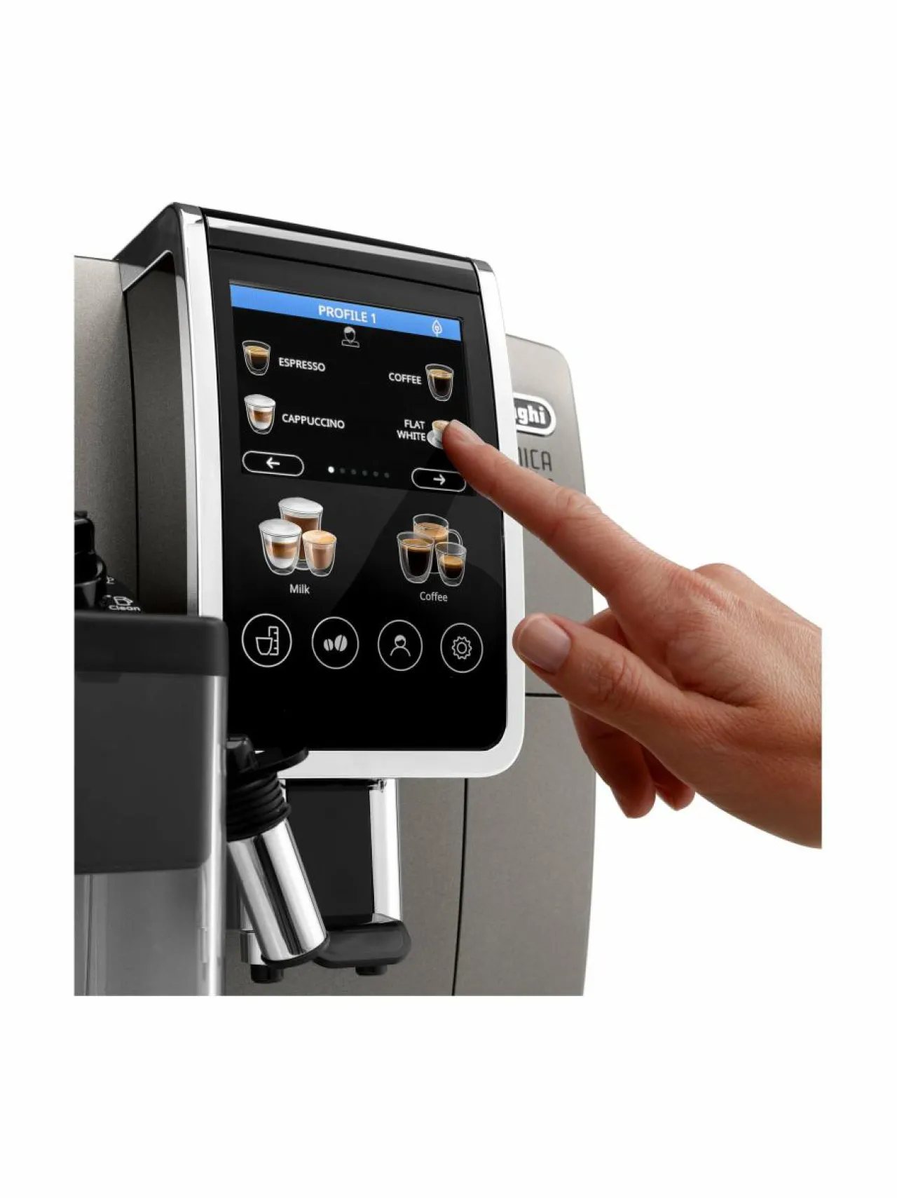 Kahvin- & Vedenkeittimet|Delonghi Dinamica Plus -kahviautomaatti TITANIUM, BLACK