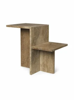 Pöydät|Ferm Living Distinct-sivupöytä DARK BROWN TRAVERTINE