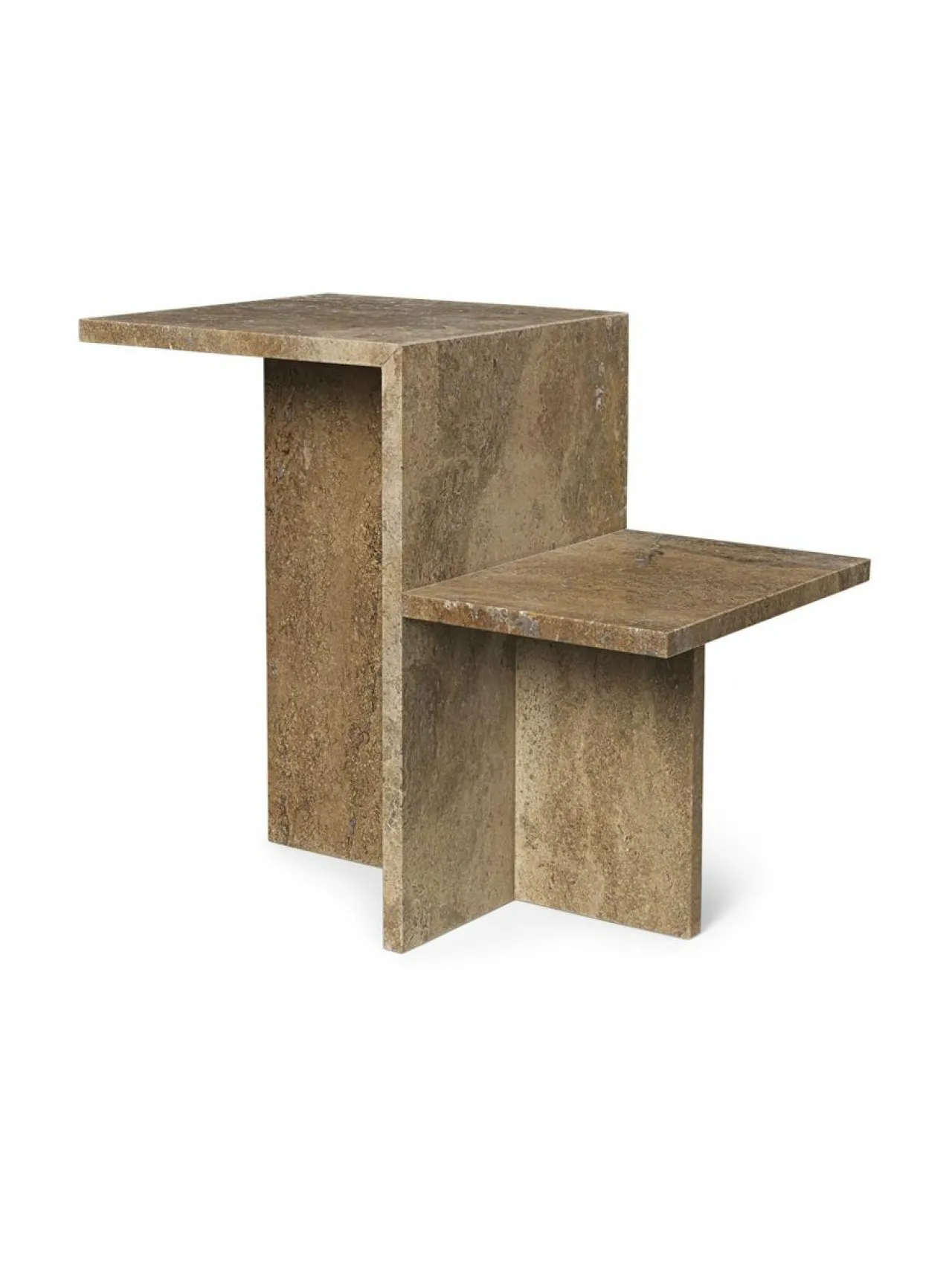 Pöydät|Ferm Living Distinct-sivupöytä DARK BROWN TRAVERTINE