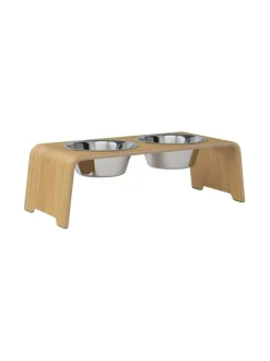 Ruokakupit Ja -Tarvikkeet|dogBar ® Classic korotettu ruokakuppiteline - Vaalea tammi RUOSTUMATON TERÄS