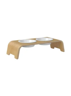 Ruokakupit Ja -Tarvikkeet|dogBar ® Classic korotettu ruokakuppiteline - Vaalea tammi POSLIINI