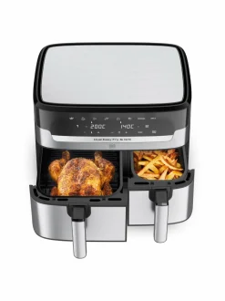 Muut Keittiölaitteet|Obh Nordica Dual Easy Fry & Grill Air Fryer -kiertoilmakeitin, 8.3L STEEL