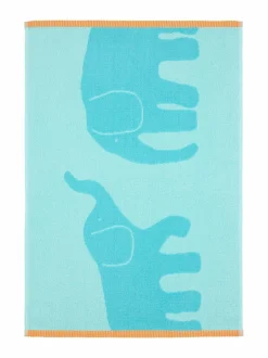 Kylpyhuonetekstiilit|Finlayson Elefantti Vapaa -käsipyyhe TURQUOISE/ORANGE