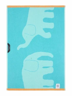 Kylpyhuonetekstiilit|Finlayson Elefantti Vapaa -käsipyyhe TURQUOISE/ORANGE