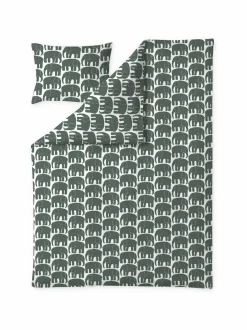 Liinavaatteet|Finlayson Elefantti-pussilakanasetti 150 x 210 cm + 50 x 60 cm DARK GREEN