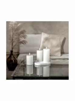 Jouluvalot|Star Trading Flamme Charge LED -pöytäkynttiläsetti 10 cm + 12,5 cm + 15 cm VALKOINEN