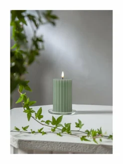 Jouluvalot|Star Trading Flamme Stripe LED -kynttilä 7,5 x 7,5 x 15 cm VIHREÄ