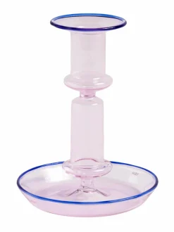 Kynttilät & Lyhdyt|HAY Flare Medium -kynttilänjalka PINK WITH BLUE RIM