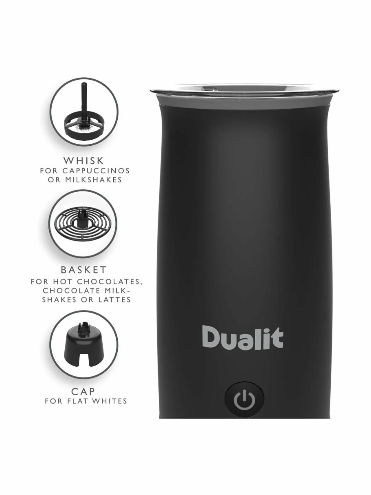 Kahvin- & Vedenkeittimet|Dualit Handheld Milk Frother -maidonvaahdotin 340 ml BLACK