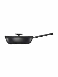 Keitto- & Paistoastiat|Fiskars Hard Face Sauté -paistinpannu kannella, 28 cm BLACK