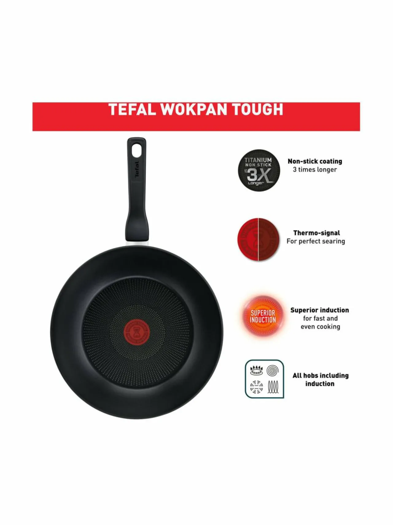 Keitto- & Paistoastiat|Tefal Hard Titanium Pro -wokkipannu 28 cm BLACK