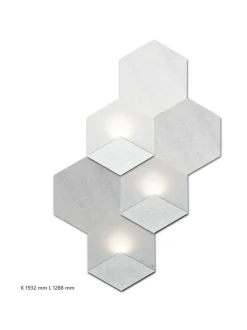 Taulut & Julisteet|Siinne Heksagon valoelementti 3+3 harmaasävyt VALKOINEN, VAALEANHARMAA JA KESKIHARMAA