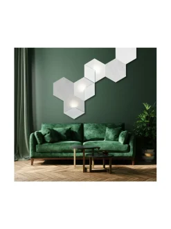 Taulut & Julisteet|Siinne Heksagon valoelementti 3+3 harmaasävyt VALKOINEN, VAALEANHARMAA JA KESKIHARMAA