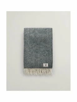 Huovat & Päiväpeitot|Gant Home Herringbone-villahuopa 130 x 200 cm 433 EVENING BLUE