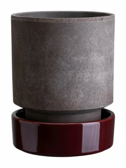Ruukut & Istutusastiat|Bergs Potter Hoff Raw Glazed -ruukku Ø 14 cm GREY / DEEP BURGUNDY
