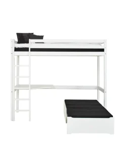 Lasten Kalusteet|Hoppekids ECO Dream Parvisänky kulmapöydällä ja lisävuoteella 90cm x 200cm VALKOINEN