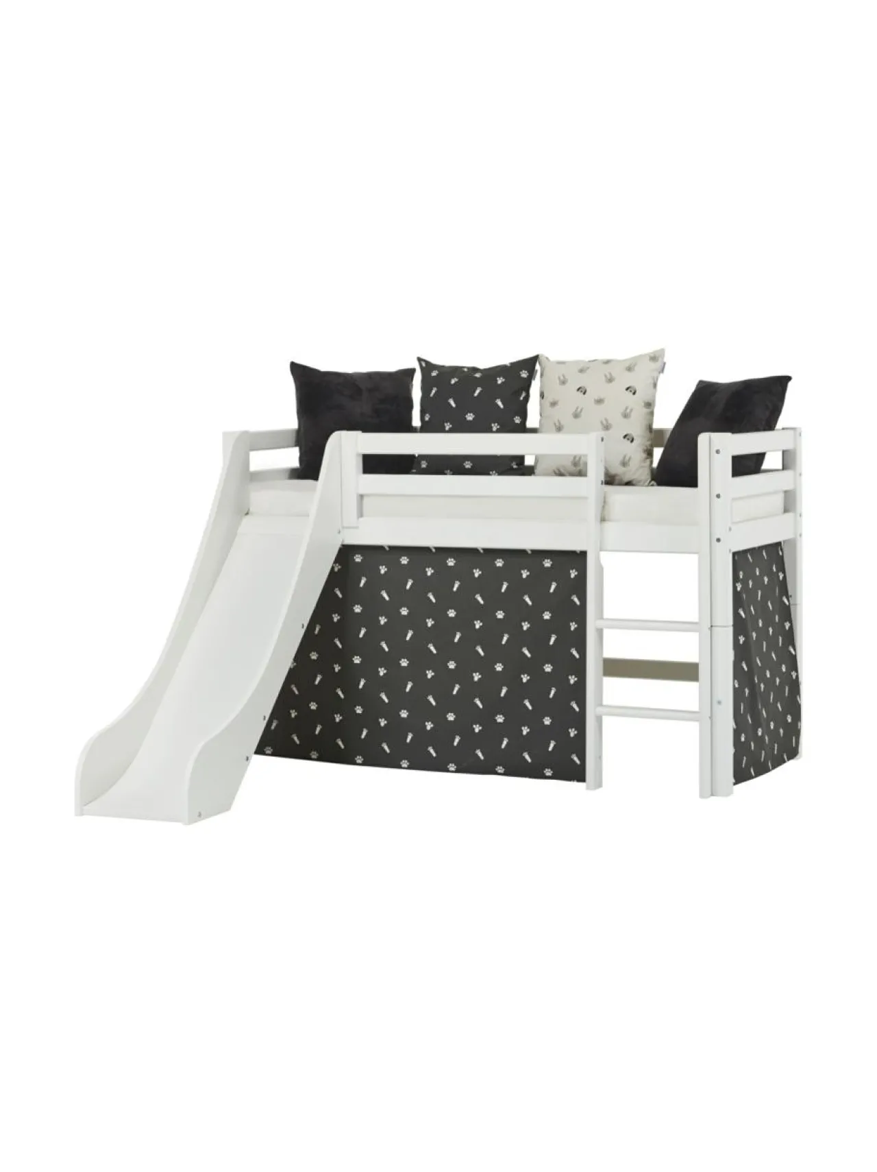 Lasten Kalusteet|Hoppekids ECO Dream puolikorkea sänky 70x160cm liukumäellä, valkoinen