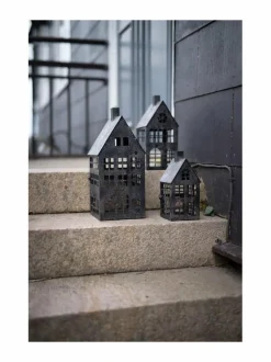 Puutarhakoristeet|Wikholm Form House-lyhty 12 x 25 cm ANTIQUE BLACK