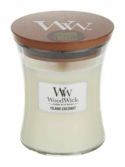 Kynttilät & Lyhdyt|Woodwick Island Coconut -tuoksukynttilä 12 cm LUONNONVALKOINEN