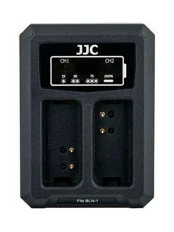 Kamerat|JJC DCH-BLN1 USB Dual Battery Charger -tuplalaturi (Olympus BLN-1)