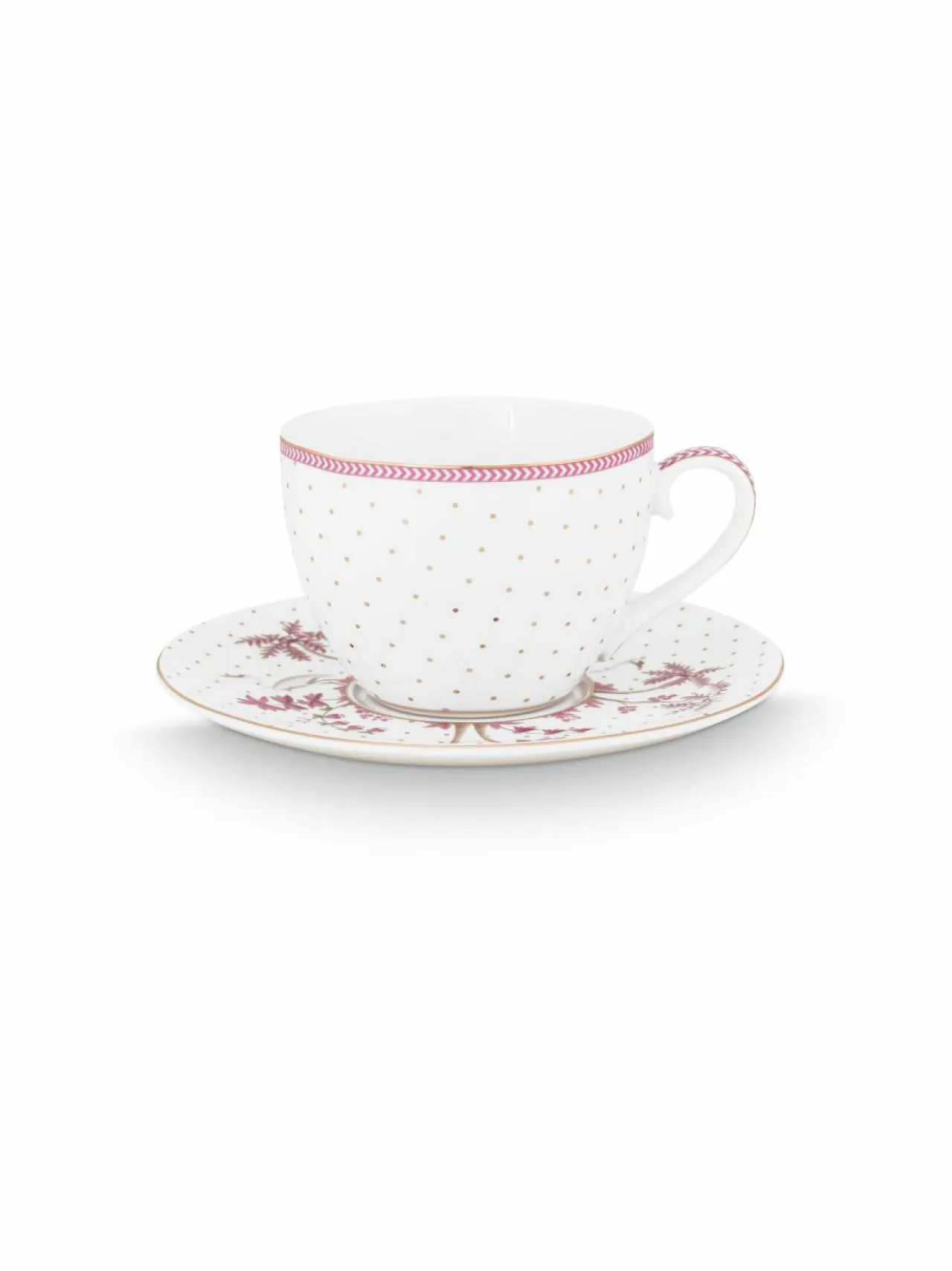 Mukit & Kupit & Asetit|PIP Studio Jolie Dots - kuppi ja lautanen 280 ml PINK