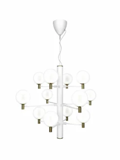 Kattovalaisimet|Design by Grönlund Jubileum 12 -kattovalaisin 70 cm WHITE / MAT BRASS / OPAL GLASS