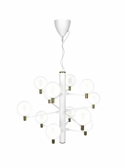 Kattovalaisimet|Design by Grönlund Jubileum 12 -kattovalaisin 70 cm WHITE / MAT BRASS / OPAL GLASS