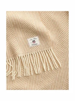 Huovat & Päiväpeitot|Gant Home Kalanruotokuvioinen villainen torkkupeite 248 DARK KHAKI