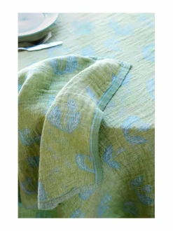 Keittiö- & Kattaustekstiilit|Lapuan Kankurit Kesäkukka-pellavapöytäliina 145 x 260 cm 1 LIME-LIGHT BLUE