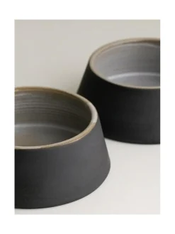 Ruokakupit Ja -Tarvikkeet|Oliver's Life & Style Koiran keraaminen ruokakulhosetti, 2 kulhoa, (alaspäin levenevät kulhot) MUSTA