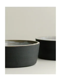 Ruokakupit Ja -Tarvikkeet|Oliver's Life & Style Koiran keraaminen ruokakulhosetti, 2 kulhoa, (ylöspäin levenevät kulhot) MUSTA