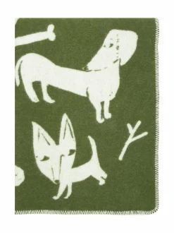 Huovat & Päiväpeitot|Lapuan Kankurit Koirapuisto-villahuopa 90 x 130 cm 4 OLIVE-WHITE