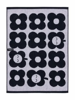 Kylpyhuonetekstiilit|Finlayson Kukka-käsipyyhe 50 x 70 cm BLACK/WHITE